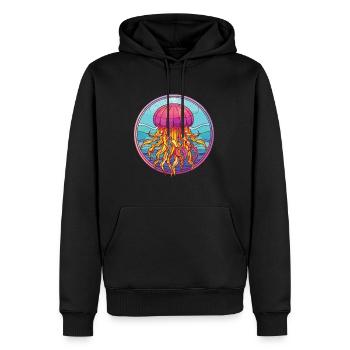 Qualle bunte Aquarell-Tier-Illustration - Männer Premium Bio Hoodie - Schwarz - Vorne - Nico (187cm)