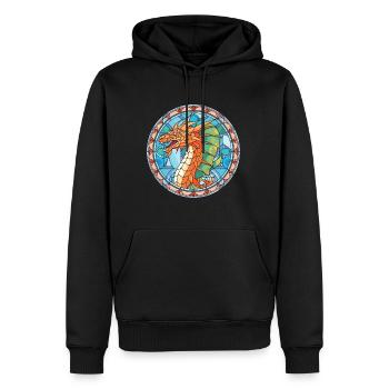Bunte Aquarell-Tierhaustierillustration des Drachen - Männer Premium Bio Hoodie - Schwarz - Vorne - Nico (187cm)