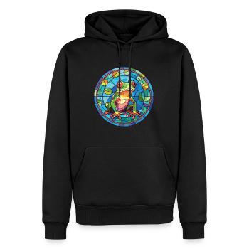 Bunte Aquarell-Tierhaustierillustration des Frosches - Männer Premium Bio Hoodie - Schwarz - Vorne - Nico (187cm)