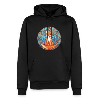 Fuchs bunte Aquarell-Tier-Haustier-Illustration - Männer Premium Bio Hoodie - Schwarz - Vorne - Nico (187cm)