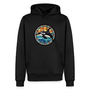 Orca buntes Aquarell Tier Haustier Illustration - Männer Premium Bio Hoodie - Schwarz - Vorne - Nico (187cm)