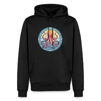 Oktopus bunte Aquarell-Tier-Illustration - Männer Premium Bio Hoodie - Schwarz - Vorne - Nico (187cm)
