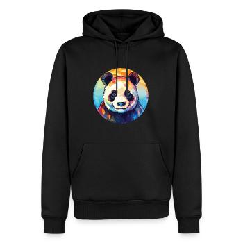 Panda Buntes Aquarell Tier Haustier Illustration - Männer Premium Bio Hoodie - Schwarz - Vorne - Nico (187cm)