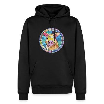 Cochon Aquarelle Colorée Animal Illustration D’animaux De Compagnie - Sweat à capuche Premium bio Homme - noir - Devant - Nico (187cm)