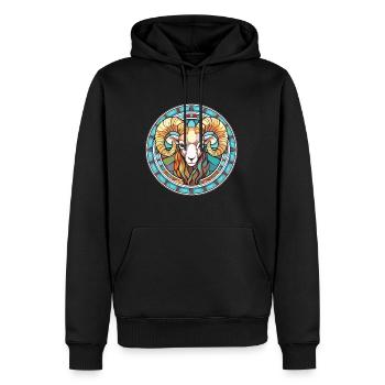 Widder buntes Aquarell Tier Haustier Illustration - Männer Premium Bio Hoodie - Schwarz - Vorne - Nico (187cm)