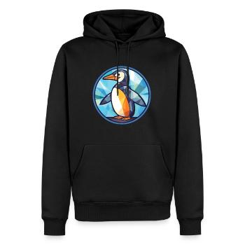 Pingouin coloré aquarelle Animal Illustration - Sweat à capuche Premium bio Homme - noir - Devant - Nico (187cm)