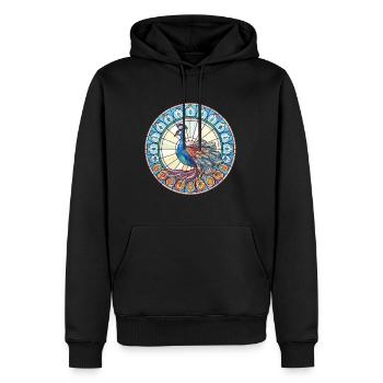 Pfau Buntes Aquarell Tier Illustration - Männer Premium Bio Hoodie - Schwarz - Vorne - Nico (187cm)