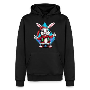 Lapin du Père Noël - Sweat à capuche Premium bio Homme - noir - Devant - Nico (187cm)