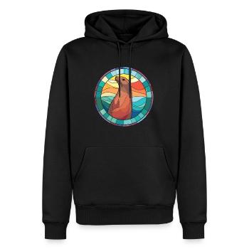 Lion de mer coloré aquarelle Animal Illustration - Sweat à capuche Premium bio Homme - noir - Devant - Nico (187cm)