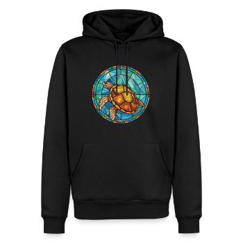 Turtle Colorful Watercolor Animal Pet Illustration - Men’s Premium Organic Hoodie - black - Front - Nico (187cm)