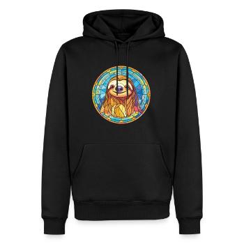 Faultier buntes Aquarell Tier Haustier Illustration - Männer Premium Bio Hoodie - Schwarz - Vorne - Nico (187cm)