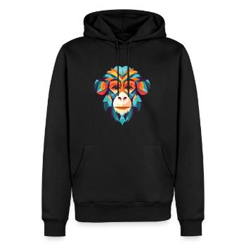Singe ouistiti coloré aquarelle Animal Cartoon - Sweat à capuche Premium bio Homme - noir - Devant - Nico (187cm)