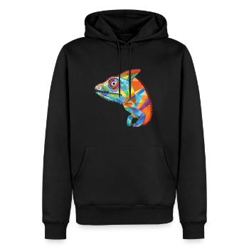Chameleon Colorful Watercolor Animal Illustration - Men’s Premium Organic Hoodie - black - Front - Nico (187cm)