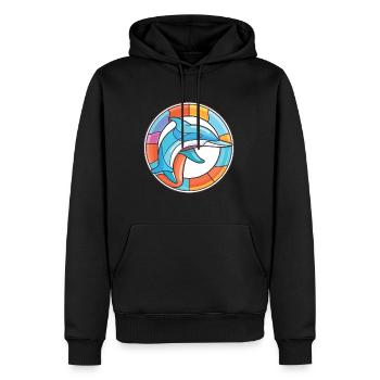 Delfin buntes Aquarell Tier Illustration - Männer Premium Bio Hoodie - Schwarz - Vorne - Nico (187cm)