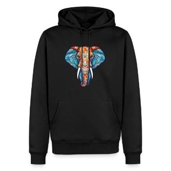 Elefant buntes Aquarell Tier Illustration - Männer Premium Bio Hoodie - Schwarz - Vorne - Nico (187cm)