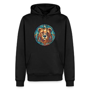Bär buntes Aquarell Tier Haustier Illustration - Männer Premium Bio Hoodie - Schwarz - Vorne - Nico (187cm)