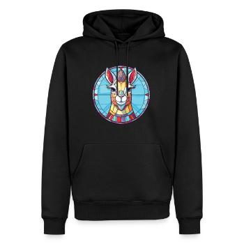 Lama Huanachus Aquarelle colorée Animal Cartoon - Sweat à capuche Premium bio Homme - noir - Devant - Nico (187cm)
