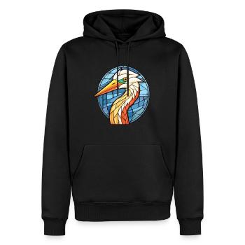 Héron aquarelle colorée Animal animal de compagnie Illustration - Sweat à capuche Premium bio Homme - noir - Devant - Nico (187cm)