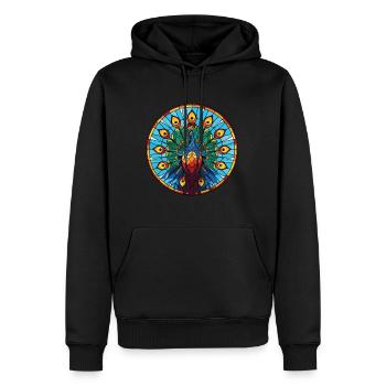 Pfau Buntes Aquarell Tier Illustration - Männer Premium Bio Hoodie - Schwarz - Vorne - Nico (187cm)