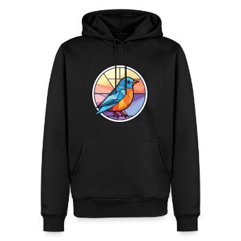 Blauer Vogel Buntes Aquarell Tier Illustration - Männer Premium Bio Hoodie - Schwarz - Vorne - Nico (187cm)