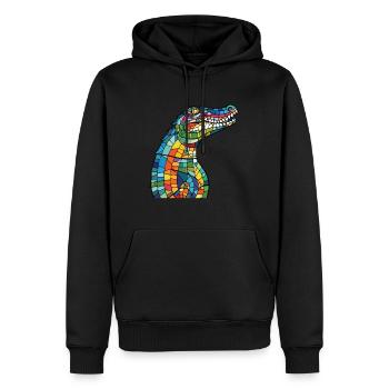 Krokodil buntes Aquarell Tier Illustration - Männer Premium Bio Hoodie - Schwarz - Vorne - Nico (187cm)