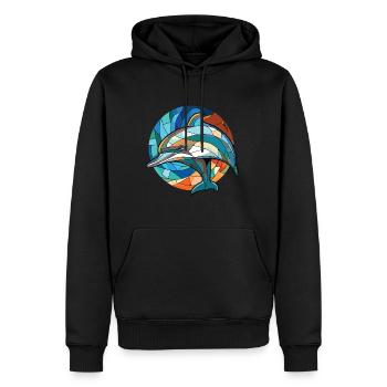 Delfin buntes Aquarell Tier Illustration - Männer Premium Bio Hoodie - Schwarz - Vorne - Nico (187cm)