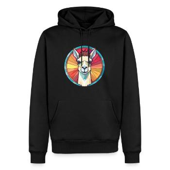 Lamas aquarelle colorée Animal animal Illustration d’animaux de compagnie - Sweat à capuche Premium bio Homme - noir - Devant - Nico (187cm)