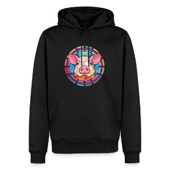 Cochon Aquarelle Colorée Animal Illustration D’animaux De Compagnie - Sweat à capuche Premium bio Homme - noir - Devant - Nico (187cm)