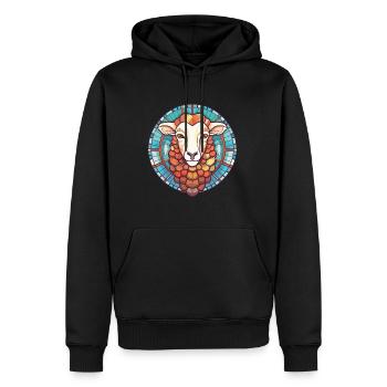 Schaf buntes Aquarell Tier Haustier Illustration - Männer Premium Bio Hoodie - Schwarz - Vorne - Nico (187cm)