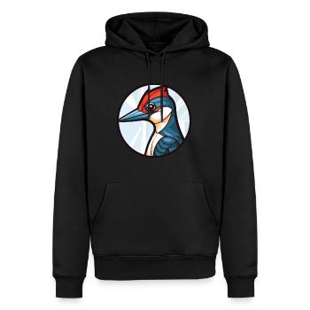 Specht bunte Aquarell Tier Illustration - Männer Premium Bio Hoodie - Schwarz - Vorne - Nico (187cm)