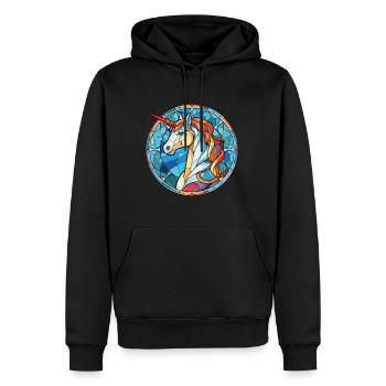 Einhorn bunte Aquarell Tier Illustration - Männer Premium Bio Hoodie - Schwarz - Vorne - Nico (187cm)