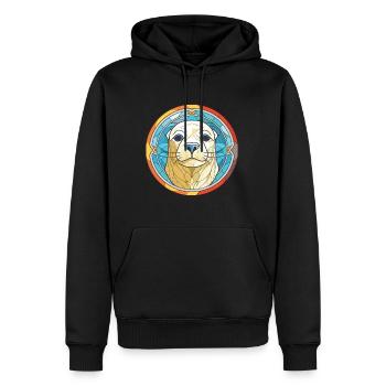 Siegel buntes Aquarell Tier Haustier Illustration - Männer Premium Bio Hoodie - Schwarz - Vorne - Nico (187cm)