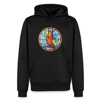 Papagei buntes Aquarell Tier Haustier Illustration - Männer Premium Bio Hoodie - Schwarz - Vorne - Nico (187cm)