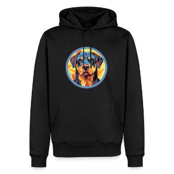 Rottweiler Chien Aquarelle Colorée Animal Cartoon - Sweat à capuche Premium bio Homme - noir - Devant - Nico (187cm)
