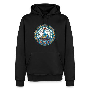 Pfau Buntes Aquarell Tier Illustration - Männer Premium Bio Hoodie - Schwarz - Vorne - Nico (187cm)