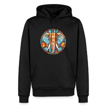 Elefant buntes Aquarell Tier Illustration - Männer Premium Bio Hoodie - Schwarz - Vorne - Nico (187cm)