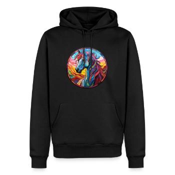 Pferd buntes Aquarell Tier Haustier Illustration - Männer Premium Bio Hoodie - Schwarz - Vorne - Nico (187cm)