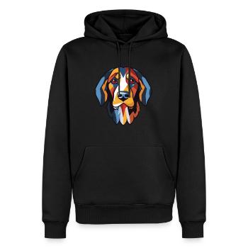 Österreichisches Brandlbracke Hunderasse Aquarellglas - Männer Premium Bio Hoodie - Schwarz - Vorne - Nico (187cm)
