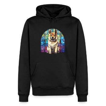 Akita Hunderasse bunte Aquarell-Illustration - Männer Premium Bio Hoodie - Schwarz - Vorne - Nico (187cm)