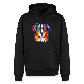 Berger australien chien race aquarelle colorée - Sweat à capuche Premium bio Homme - noir - Devant - Nico (187cm)