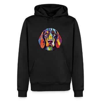 Bluetick Coonhound Dog Breed Colorful Watercolor - Men’s Premium Organic Hoodie - black - Front - Nico (187cm)