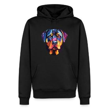 Rottweiler Hunderasse Aquarell Glas Illustration - Männer Premium Bio Hoodie - Schwarz - Vorne - Nico (187cm)