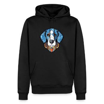 Bleu De Gascogne race chien aquarelle illustration - Sweat à capuche Premium bio Homme - noir - Devant - Nico (187cm)