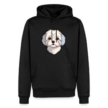 Chien maltais race Cartoon Kawaii Illustration - Sweat à capuche Premium bio Homme - noir - Devant - Nico (187cm)