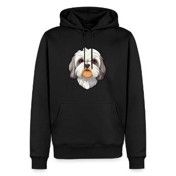 Maltais Shih Tzu Chien Race Cartoon Kawaii Illustra - Sweat à capuche Premium bio Homme - noir - Devant - Nico (187cm)