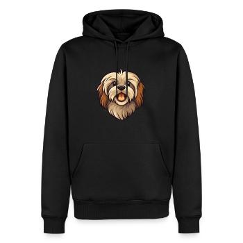 Lowchen petit Lion chien race dessin animé Kawaii Illus - Sweat à capuche Premium bio Homme - noir - Devant - Nico (187cm)
