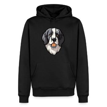 Landseer chien race dessin animé Kawaii Illustration - Sweat à capuche Premium bio Homme - noir - Devant - Nico (187cm)