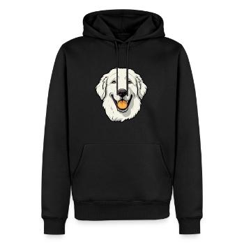 Kuvasz chien race dessin animé kawaii illustration - Sweat à capuche Premium bio Homme - noir - Devant - Nico (187cm)