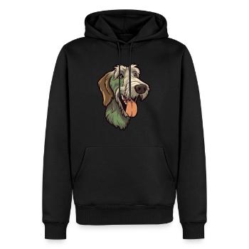 Irish Wolfhound chien race Cartoon Kawaii Illustrat - Sweat à capuche Premium bio Homme - noir - Devant - Nico (187cm)