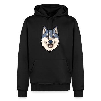 Husky-Hunderassen-Karikatur Kawaii-Illustration - Männer Premium Bio Hoodie - Schwarz - Vorne - Nico (187cm)